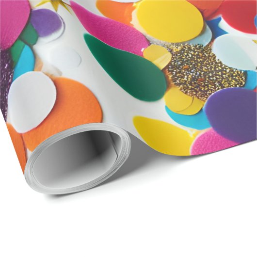 Rainbow Confetti Birthday Wrapping Paper Cadeaupapier (Rol Hoek)