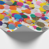Rainbow Confetti Birthday Wrapping Paper Cadeaupapier (Hoek)