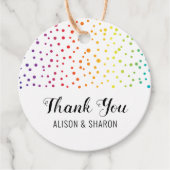 Rainbow confetti, bomen Dank je lesbische bruiloft Bedankjes Labels (Voorkant)