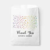 Rainbow confetti, bomen Dank je lesbische bruiloft Bedankzakje (Voorkant)