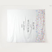 Rainbow Confetti bruiloft foto achtergrond Wandkleed (Voorkant (horizontaal))