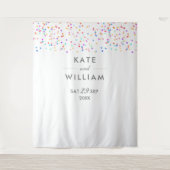 Rainbow Confetti bruiloft foto achtergrond Wandkleed (Voorkant)