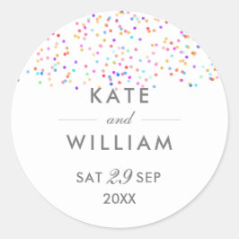 Rainbow Confetti bruiloft Ronde Sticker