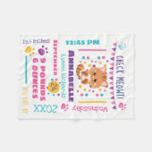Rainbow Confetti Cute Kitty Cat Birth Stats Fleece Deken (Voorkant (Horizontaal))