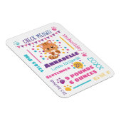 Rainbow Confetti Cute Kitty Cat Birth Stats Magneet (Rechterzijde)
