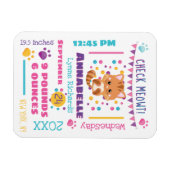 Rainbow Confetti Cute Kitty Cat Birth Stats Magneet (Horizontaal)