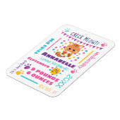 Rainbow Confetti Cute Kitty Cat Birth Stats Magneet (Linkerzijde)