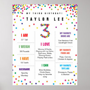 Rainbow Confetti derde verjaardag poster