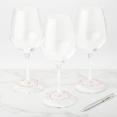 Rainbow confetti felroze goudgele stippen wijnglaslabel (Set)