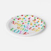 Rainbow Confetti, geprint met liefdesgordel Papieren Bordje (Gekanteld)