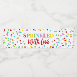 Rainbow Confetti, geprint met liefdesgordel Waterfles Etiket
