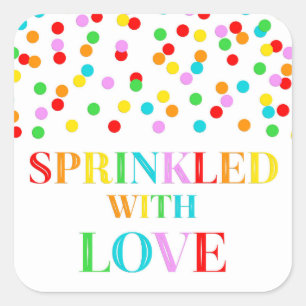 Rainbow Confetti, gerimpeld met liefde Vierkante Sticker