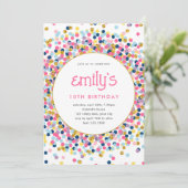 Rainbow Confetti Gold Glitter Speels Verjaardag Kaart (Staand voorkant)