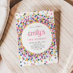 Rainbow Confetti Gold Glitter Speels Verjaardag Kaart<br><div class="desc">Deze leuke confetti glitter verjaardagsfeestuitnodiging heeft faux gold sparkly glitter en uw aangepaste tekst. Extra opties voor tekst en lay-out zijn beschikbaar als u ervoor kiest om verder aan te passen.</div>