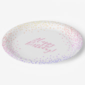 Rainbow Confetti Happy Birthday Paper Bord (Gekanteld)