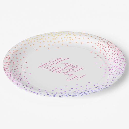 Rainbow Confetti Happy Birthday Paper Bord (Gekanteld)
