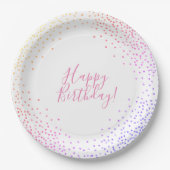 Rainbow Confetti Happy Birthday Paper Bord (Voorkant)