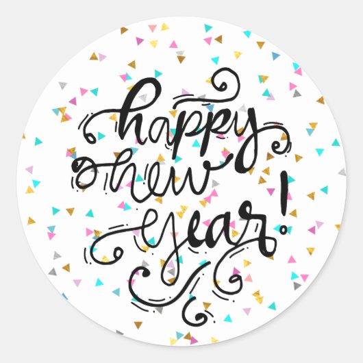 Rainbow Confetti Happy New Year Stickers (Voorkant)