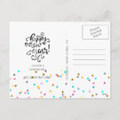 Rainbow Confetti Happy Nieuwjaar Briefkaart (Achterkant)