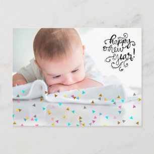 Rainbow Confetti Happy Nieuwjaar Briefkaart