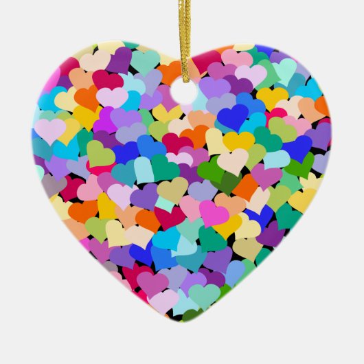 Rainbow Confetti Hearts Hartvormig siervormig Keramisch Ornament (Voorkant)