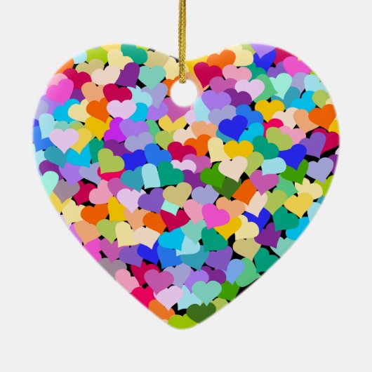 Rainbow Confetti Hearts Hartvormig siervormig Keramisch Ornament (Achterkant)