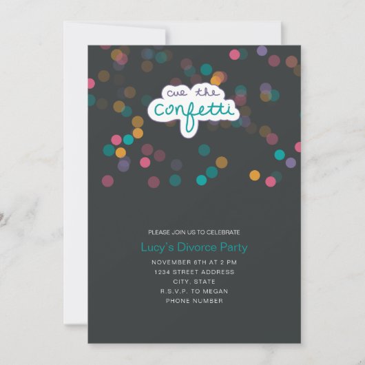 Rainbow Confetti Invitation Kaart (Voorkant)