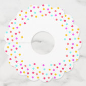 Rainbow confetti lichte en kleurrijke partij stipp wijnglaslabel (Voorkant)