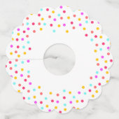 Rainbow confetti lichte en kleurrijke partij stipp wijnglaslabel (Achterkant)