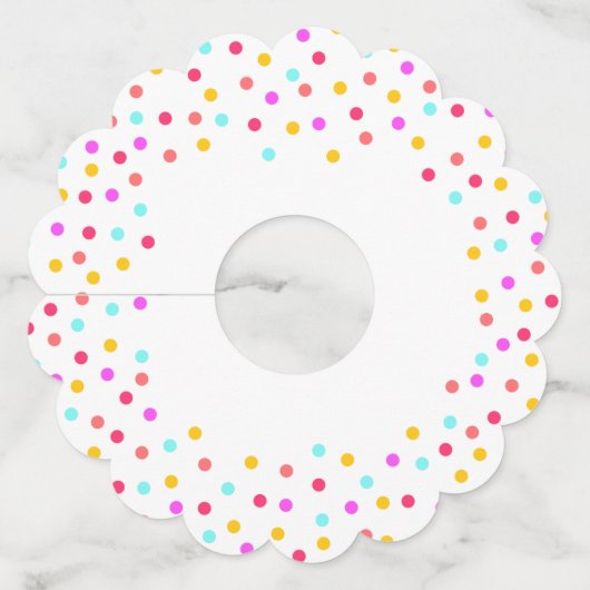 Rainbow confetti lichte en kleurrijke partij stipp wijnglaslabel (Achterkant)