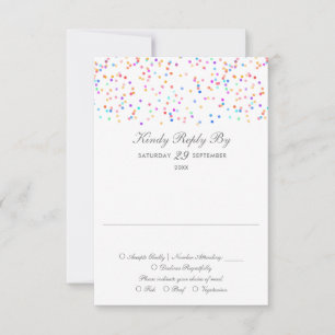 Rainbow Confetti minimalistische bruiloft RSVP Kaartje