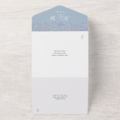 Rainbow Confetti Monogram Foto Dusty Blue Wedding All In One Uitnodiging (Buitenkant)