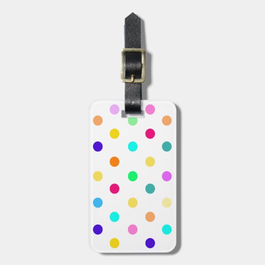 Rainbow Confetti polka dots bagagelabel (Voorkant verticaal)