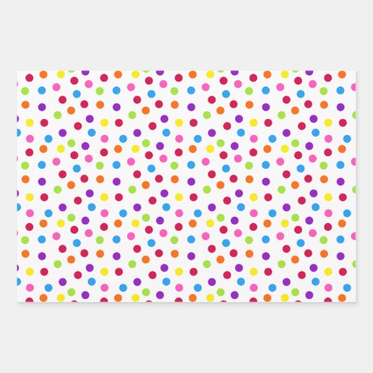 Rainbow Confetti Polka Dots Name Birthday Inpakpapier Vel (Voorkant 2)