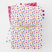 Rainbow Confetti Polka Dots Name Birthday Inpakpapier Vel (In situ)