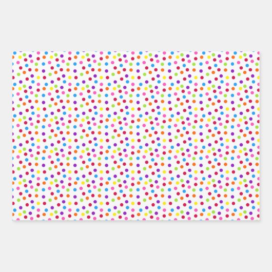Rainbow Confetti Polka Dots Name Birthday Inpakpapier Vel (Voorkant)