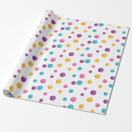 Rainbow Confetti Polka Dots Verjaardagsfeest Cadeaupapier
