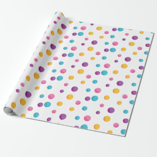 Rainbow Confetti Polka Dots Verjaardagsfeest Cadeaupapier