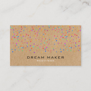 Rainbow Confetti Rustic Kraft Visitekaartje