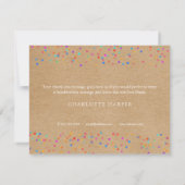 Rainbow Confetti rustieke Kraft Script Business Bedankkaart (Achterkant)