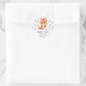 Rainbow Confetti Schattige Kat Verjaardagsfeest Ronde Sticker (Tas)