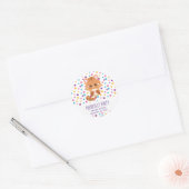 Rainbow Confetti Schattige Kat Verjaardagsfeest Ronde Sticker (Envelop)