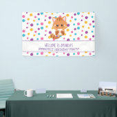 Rainbow Confetti Schattige Kat Verjaardagsfeestje  Spandoek (Beurs)