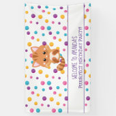 Rainbow Confetti Schattige Kat Verjaardagsfeestje  Spandoek (Verticaal)