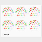 Rainbow Confetti Sip Sip Hooray Ronde Sticker (Vel)