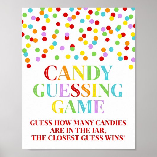 Rainbow Confetti Snoep Guining Game Sign Poster (Voorkant)
