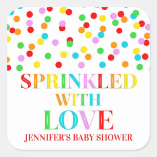 Rainbow Confetti Sprinkled met Love Custom Name Vierkante Sticker