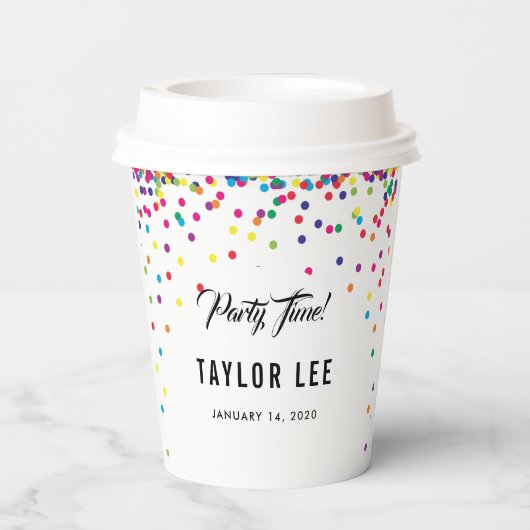 Rainbow confetti sprinkles verjaardagsdecor papieren bekers (Achterkant)