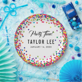 Rainbow confetti sprinkles verjaardagsdecor papieren bordje