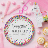 Rainbow confetti sprinkles verjaardagsdecor papieren bordje (Feest)